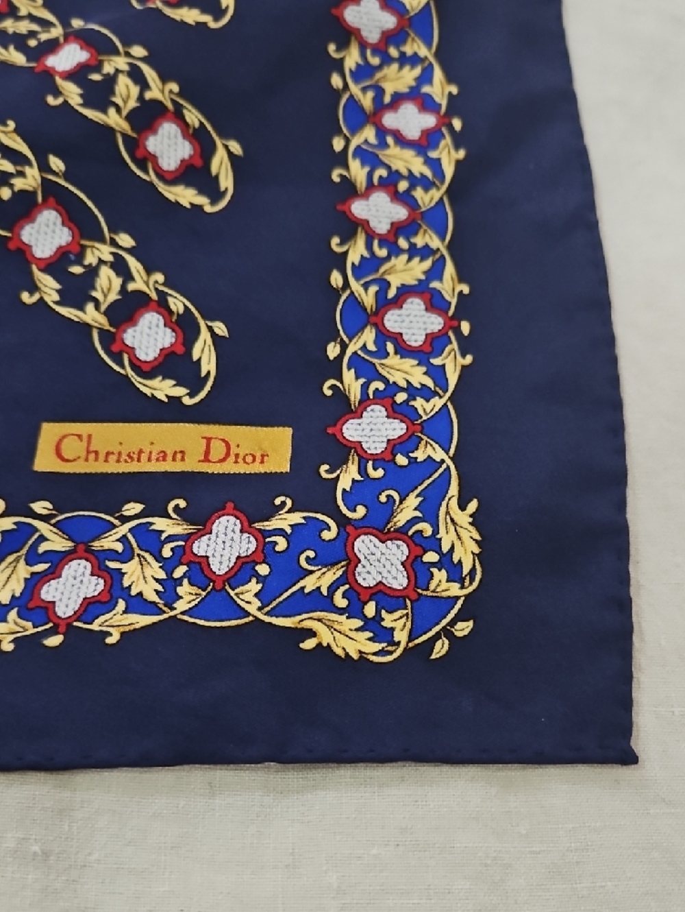 Dior Navy Silk Pocket Square - Picture 2 of 4